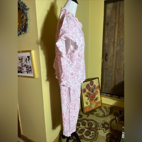 Vtg VERMONT COMPANY STORE Size 1X PJ Pajama White & Red Button Front Bloomer USA - Picture 4 of 16